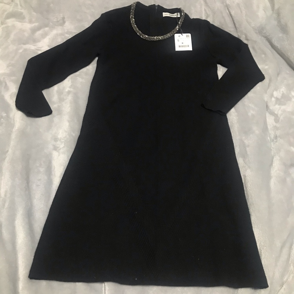 Zara sweater knit dress black size S